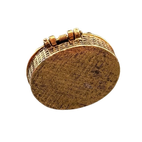 Vintage Orange Bead and Faux Pearl Studded Micro Pill Box Italian Inspired - Picture 4 of 7